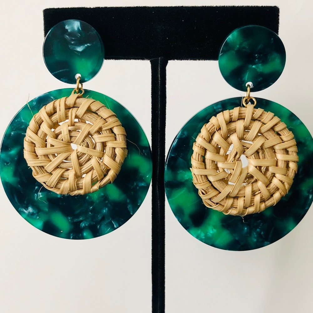 Tortoise Shell Rattan Earrings